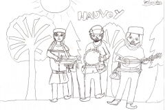 Children's drawing depicting the members of Hauvoy